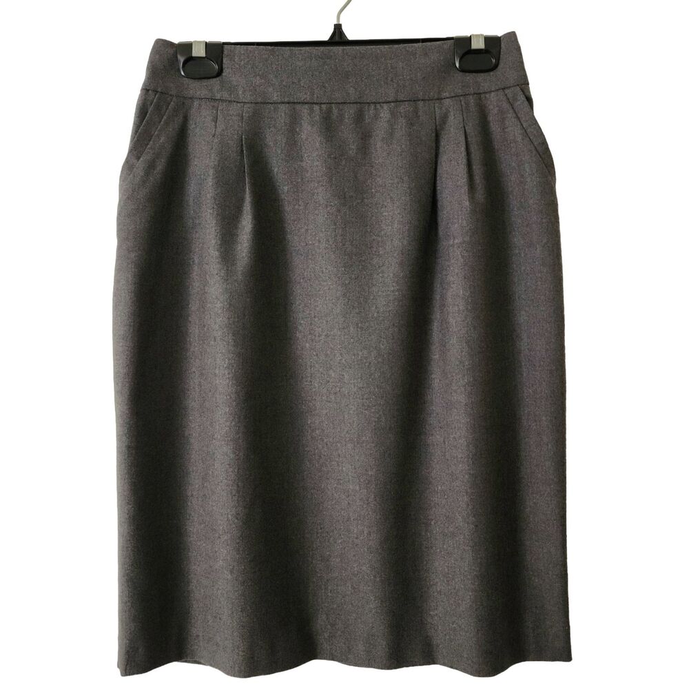 Bamford England Womens Classic Straight Skirt Grey Pockets Made in Italy Size 6
